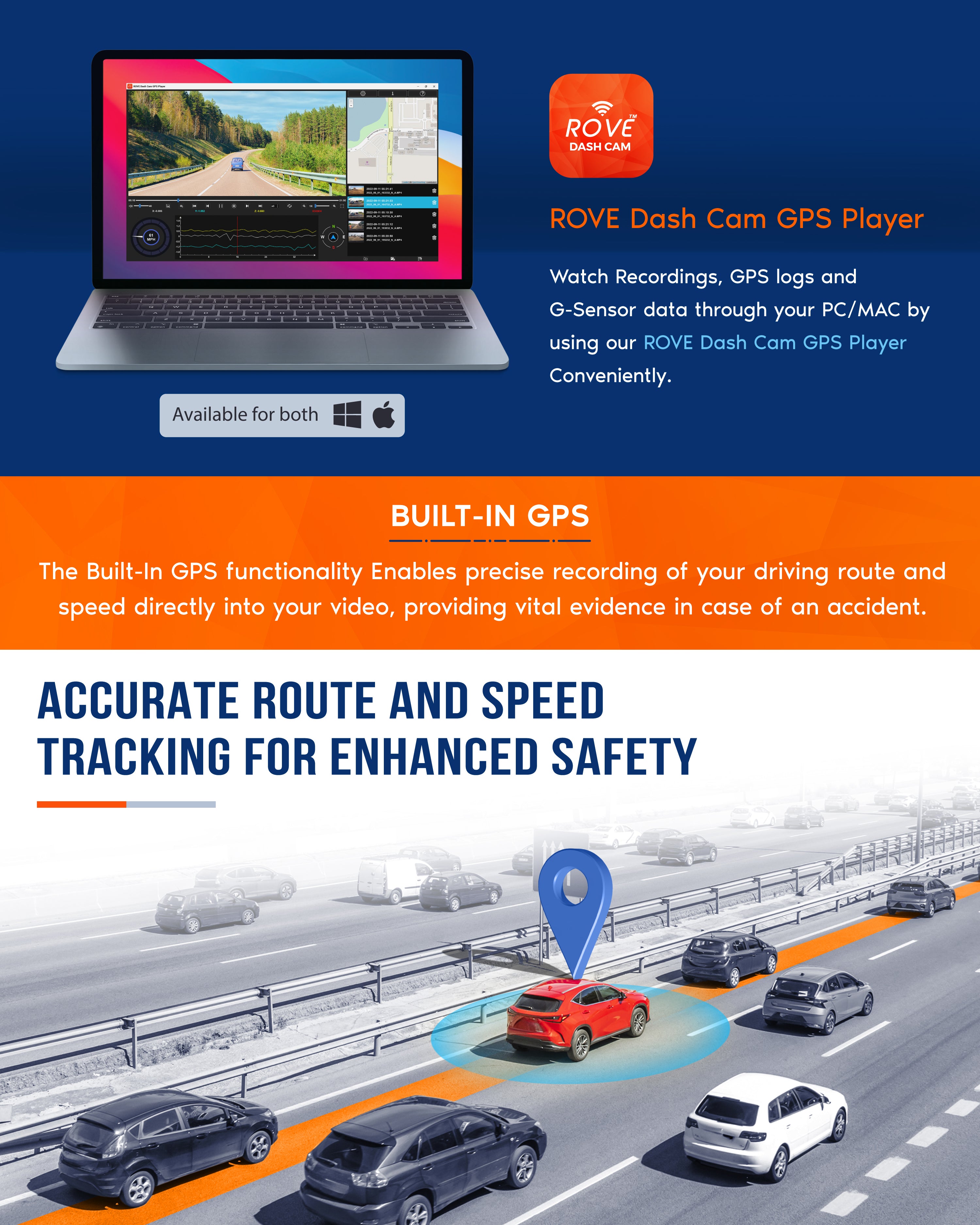 ROVE R2-4K Dash Cam 4K Ultra HD 2160P Car Dashboard Camera Built In Wi-Fi 6 & GPS