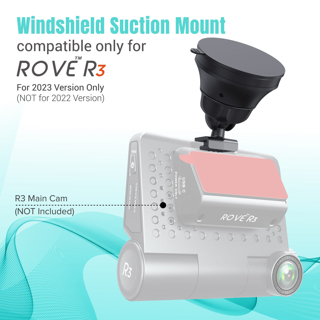 R3 Suction Mount - All New Suction Mount for ROVE R3 Dash Cam 2023