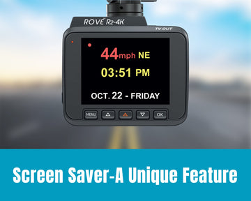 Dash cam screen saver feature