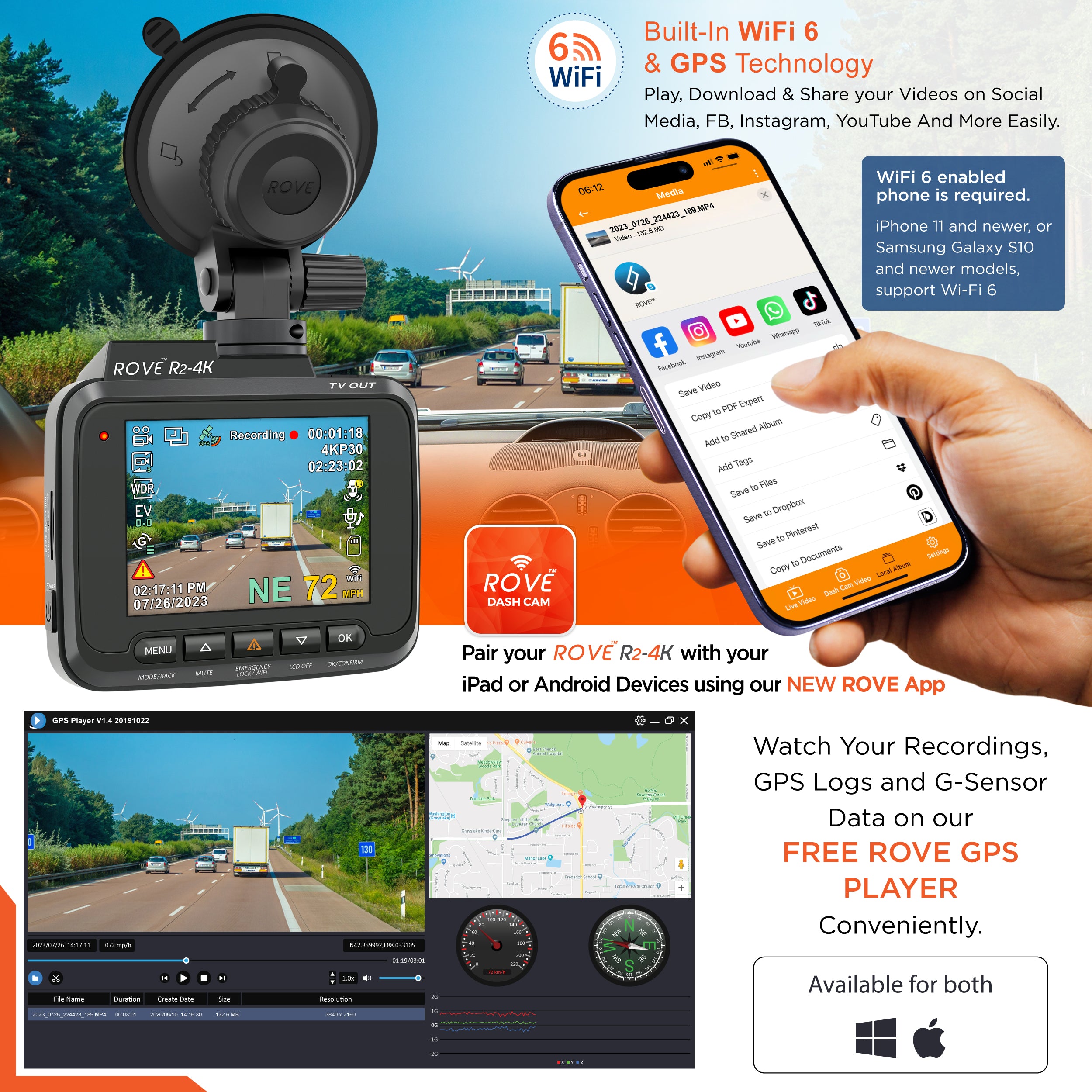 ROVE R2-4K Dash Cam - Returned Item within their 1st 30-days [Open Box]