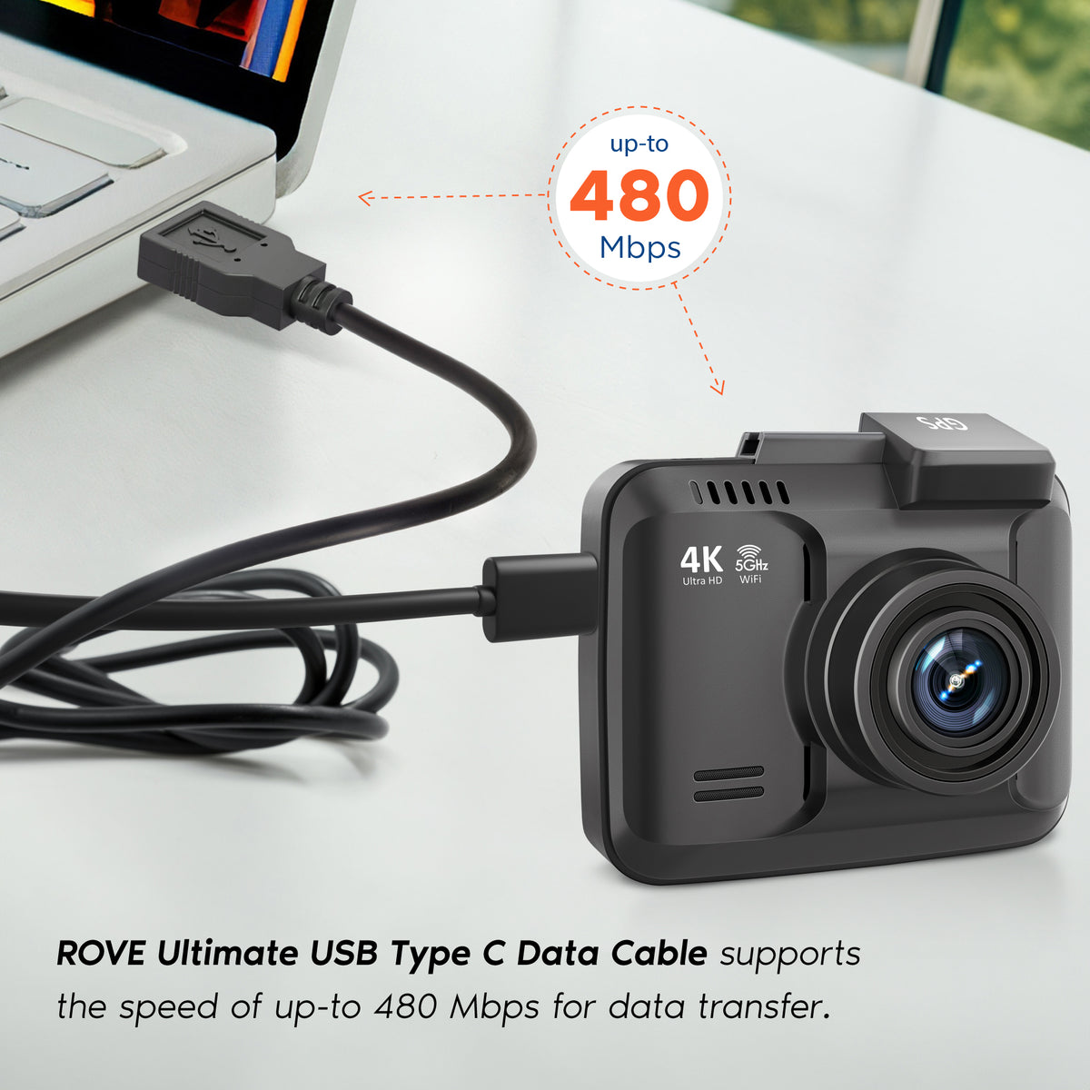 ROVE Ultimate 1M/3FT USB-C Data Cable for Connecting R2-4K (with USB-C