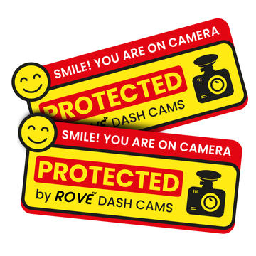 ROVE Dash Cam Window/Bumper Sticker – "Smile! You Are on Camera" | Double-Sided, Weatherproof & Residue-Free
