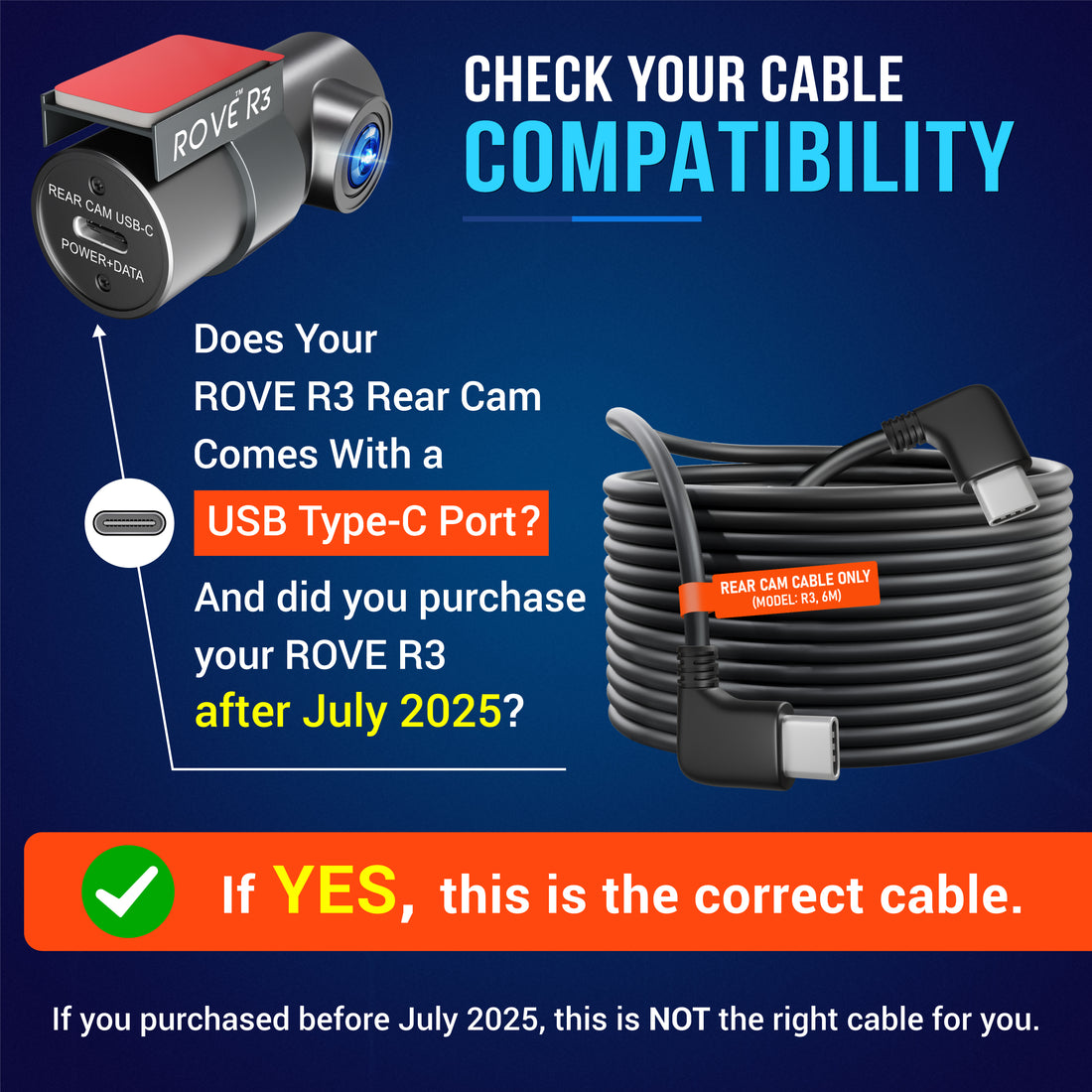 6m rear cam cable for rove r3