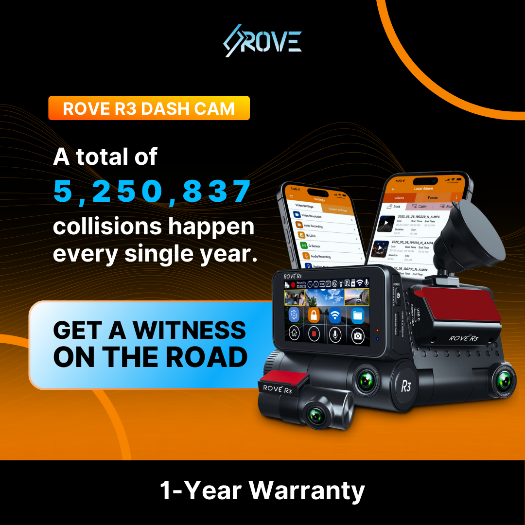 ROVE R3 2024 DASH CAM 128 GB SD CARD BUNDLE 3" IPS TOUCH SCREEN