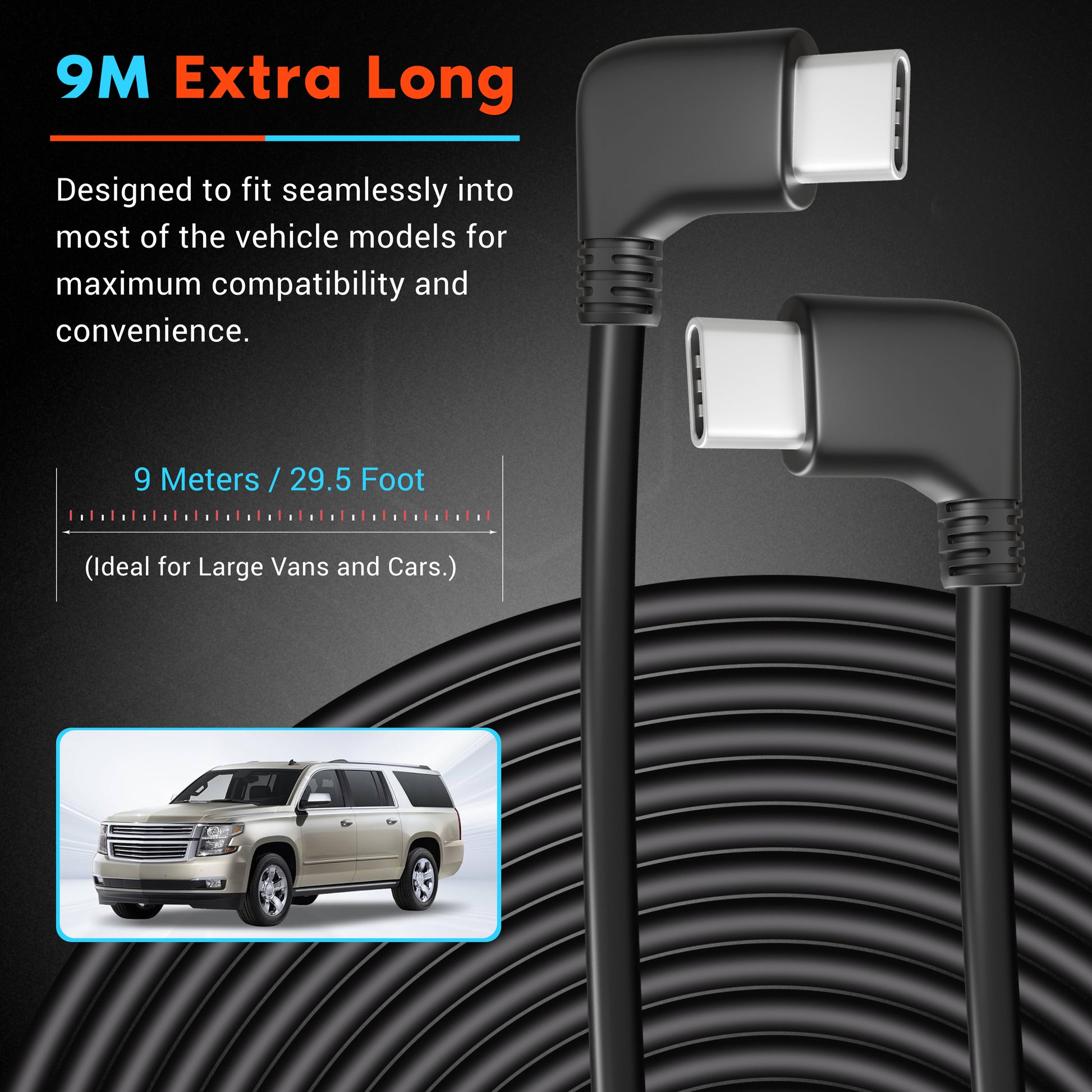 9m rear cam cable for rove r2-4k dual dash cam