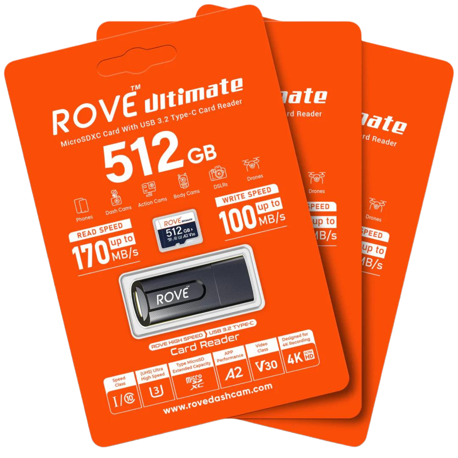 ROVE Ultimate Micro SDXC Card with USB 3.2 Gen1 TypeC card reader