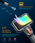 Borescope handheld unit with 4.3-inch IPS screen and metal probe tip