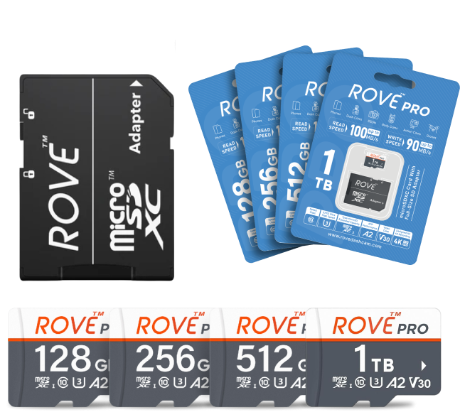 ROVE PRO 128GB/256GB/512GB/1TB Micro SDXC Memory Card with Full-Size SD Adapter