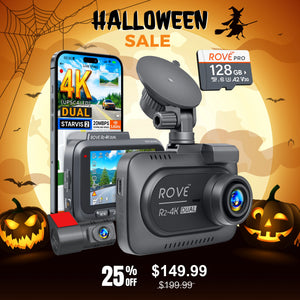 ROVE R2-4K DUAL Dash Cam Front and Rear, 4K Upscaled + 1080P,  STARVIS 2 Sensor, FREE 128GB Card Included, 5.8GHz WiFi