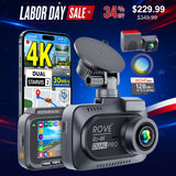 ROVE R2-4K DUAL PRO Dash Cam Front & Rear | 4K + 2K | Dual STARVIS 2 IMX678 + IMX675 CMOS Sensors | 5GHz WiFi 6 | FREE 128GB Card & CPL | 24Hr Parking Mode
