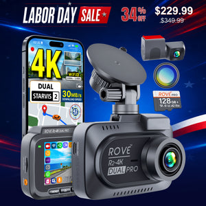 ROVE R2-4K DUAL PRO Dash Cam Front & Rear | 4K + 2K | Dual STARVIS 2 IMX678 + IMX675 CMOS Sensors | 5GHz WiFi 6 | FREE 128GB Card & CPL | 24Hr Parking Mode