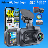 ROVE R2-4K DUAL PRO Dash Cam Front & Rear | 4K + 2K | Dual STARVIS 2 IMX678 + IMX675 CMOS Sensors | 5GHz WiFi 6 | FREE 128GB Card & CPL | 24Hr Parking Mode