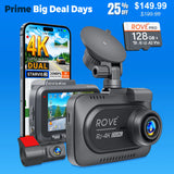 ROVE R2-4K DUAL Dash Cam Front and Rear, 4K Upscaled + 1080P,  STARVIS 2 Sensor, FREE 128GB Card Included, 5.8GHz WiFi