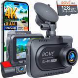 ROVE R2-4K DUAL Dash Cam Front and Rear, 4K Upscaled + 1080P,  STARVIS 2 Sensor, FREE 128GB Card Included, 5.8GHz WiFi