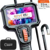 ROVE RS2 Articulating Borescope Camera with Light, 2-Way 210°, 32GB Card | 1080P FHD Industrial Endoscope, Inspection Camera, 4.3in IPS, IP67, 6 LED, 6.2mm Semi-Rigid Probe, Automotive, Plumbing, HVAC