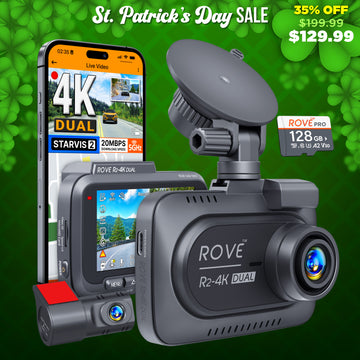 ROVE R2-4K DUAL Dash Cam Front and Rear, STARVIS 2 Sensor, FREE 128GB Card Included, 5G WiFi