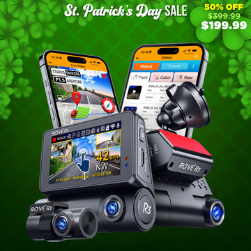 ROVE R3, 3 Channel Touch Screen Dash Cam with Built-in Dual-Band 5GHz WiFi, Built-in GPS, 24 Hr Parking Monitor, Super Capacitor, WDR, G-Sensor, Night Vision