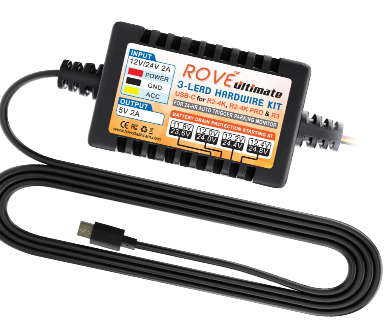 ROVE Ultimate 3Lead USB TypeC Hardwire Kit for ROVE R2, R2 PRO, R2