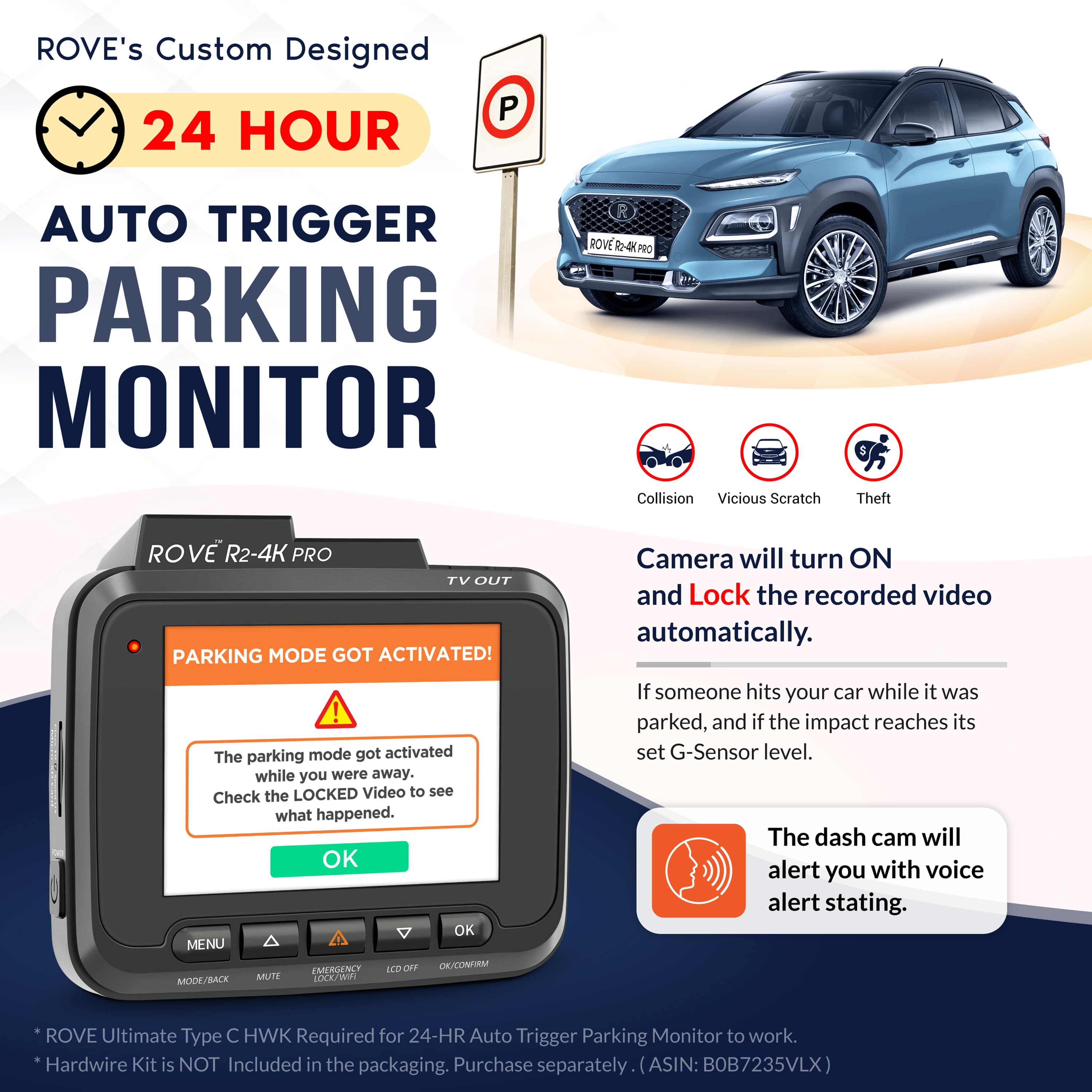 ROVE R2-4K PRO Dash Cam  | FREE 128 PRO GB SD Card