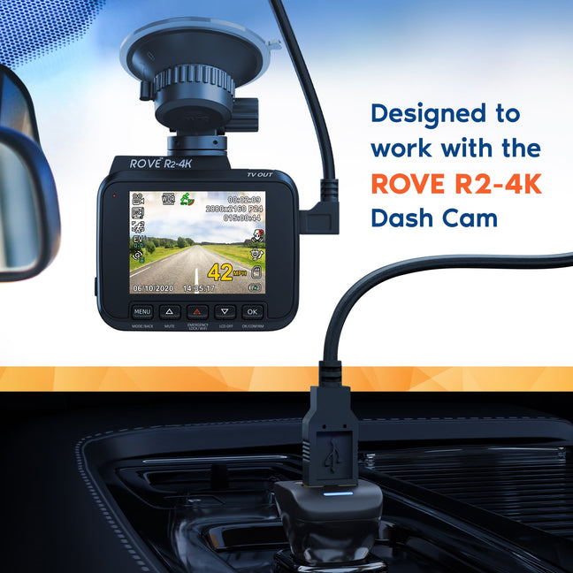 ROVE Ultimate 12ft Mini-USB Car Charging Power Cable for R2-4K Dash Cam | Check Compatibility Image Before Purchasing
