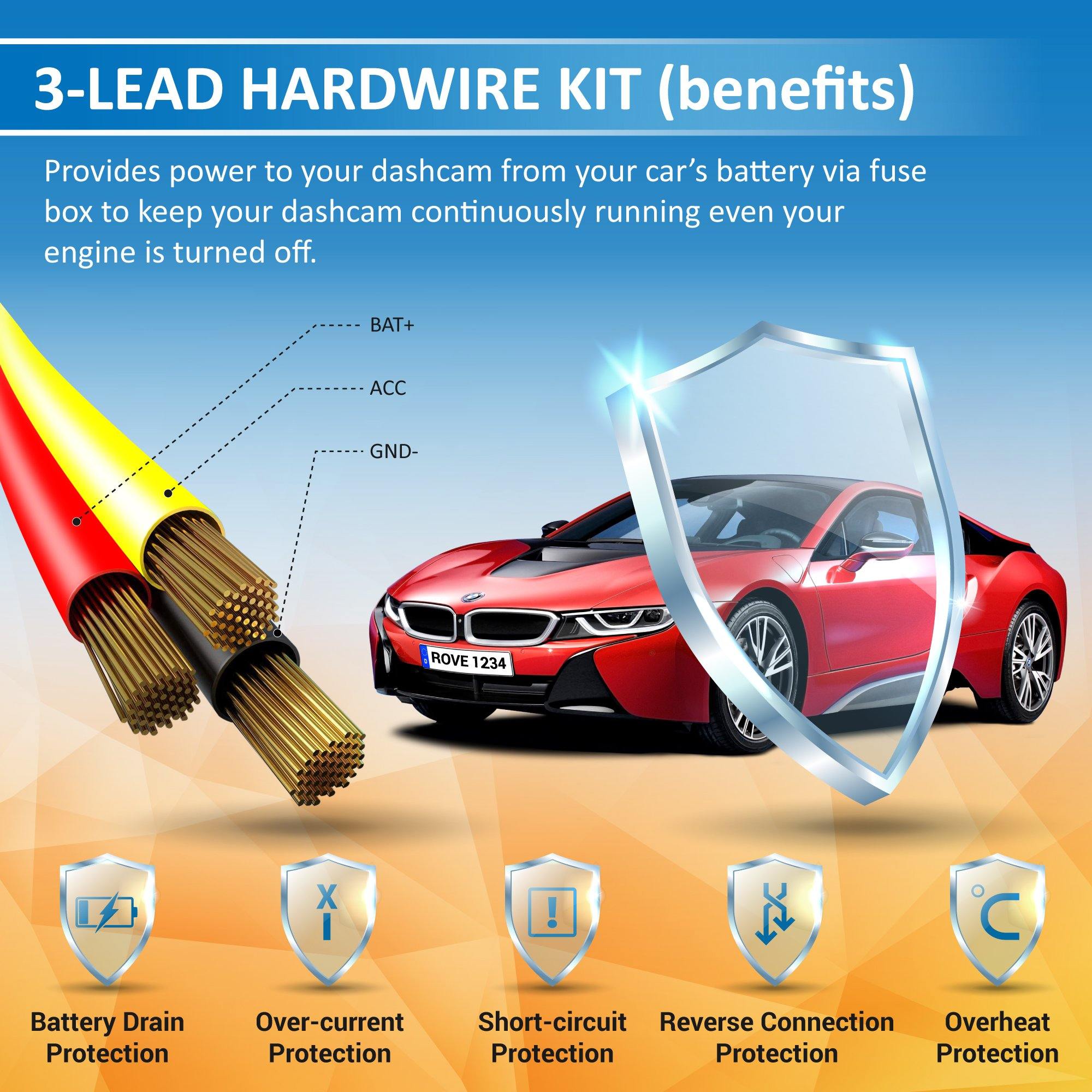 ROVE Ultimate 3-Lead Hardwire Kit for ROVE R2-4K Dash Cam