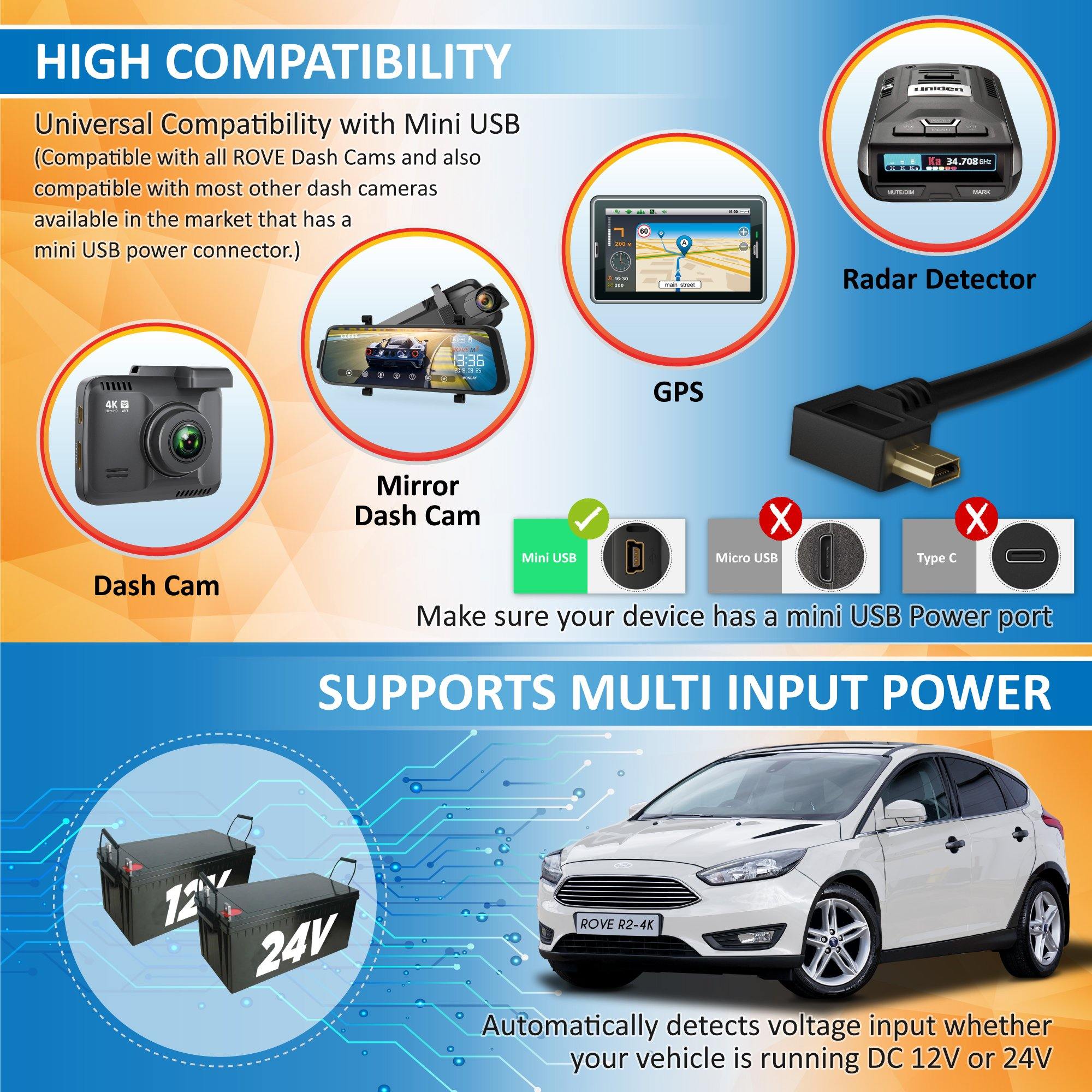 ROVE Ultimate 3-Lead Hardwire Kit for ROVE R2-4K Dash Cam