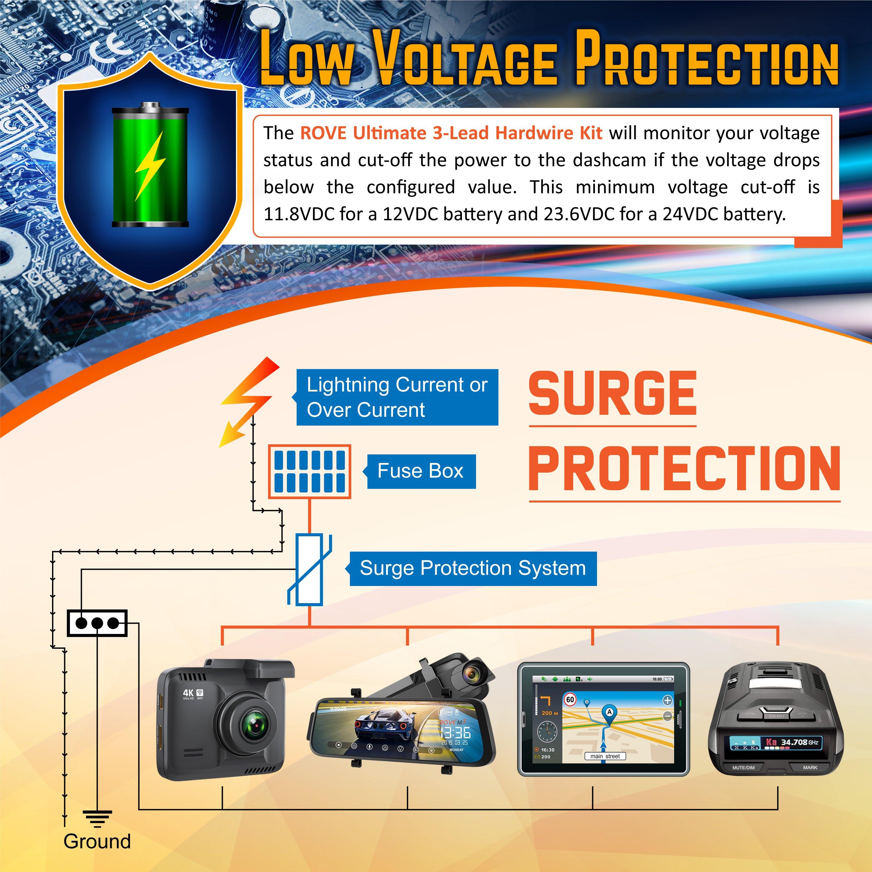 ROVE Ultimate 3-Lead Hardwire Kit for ROVE R2-4K Dash Cam